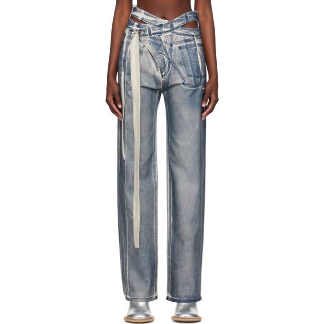 Ottolinger SSENSE Exclusive Blue Jeans - Sand / Blue Paint - XL