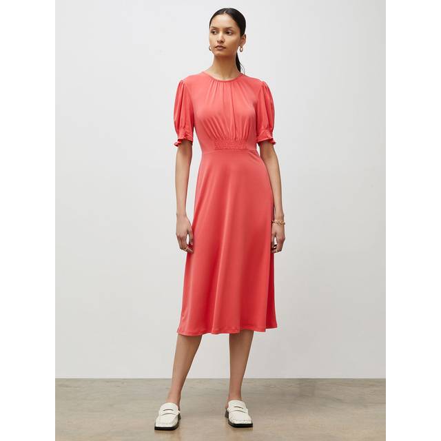 Alina Coral Crepe Midi Dress Size: 14