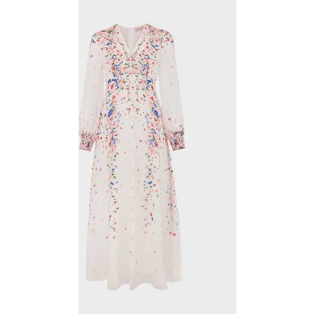 Hobbs Petite Asher Silk Maxi Dress, Ivory/Multi