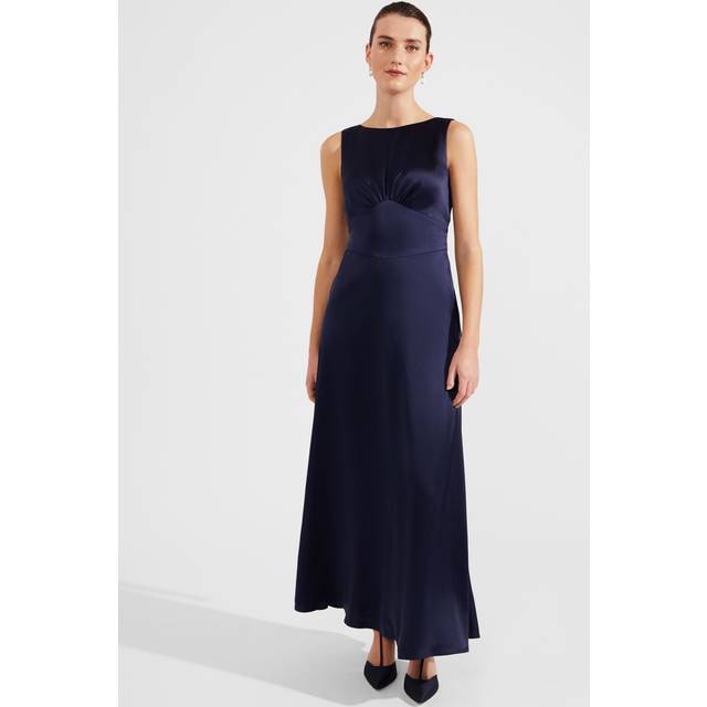Hobbs Jemma Empire Line Maxi Satin Dress, Midnight Navy