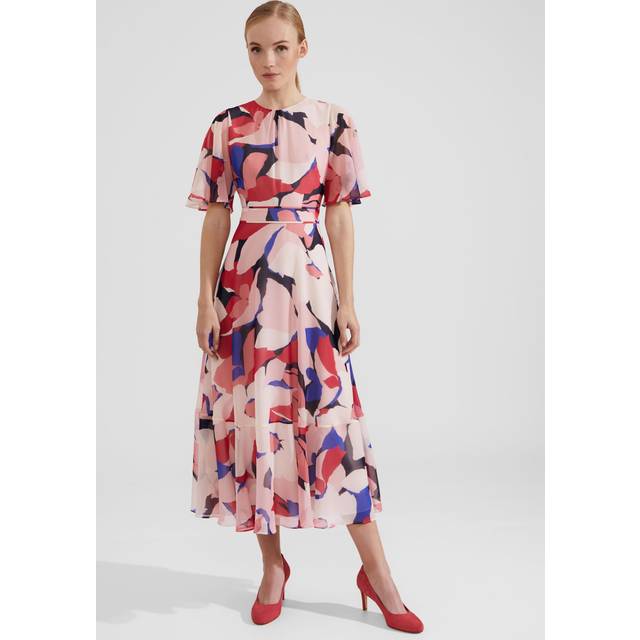 Freya Floral Silk Dress - Navy Pink Multicolor - <p>British label Hobbs was established in Hampstead in 1981, over the decades it has evolved from a small shoe label into a brand devoted to creating timeless pieces. The label’s collections feature a range of styles from everyday basics to sleek tailored pieces ideal for your workwear edit that will stand the test of time.</p>