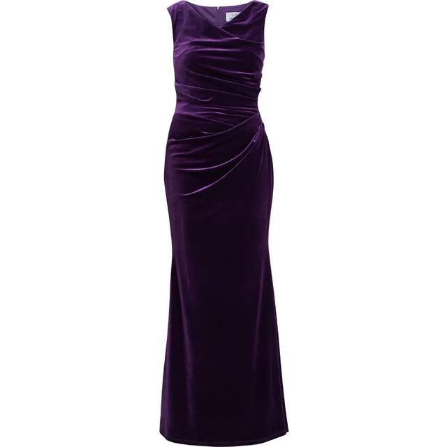 Gina Bacconi Selena Velvet Maxi Dress, Aubergine