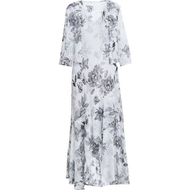 Gina Bacconi Mandy Midi Printed Dress And Jacket, Black/Silver