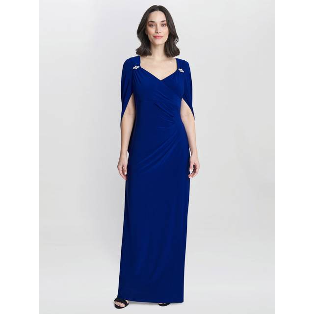 Gina Bacconi Jenna Draped Back Shoulder Maxi Dress, Electric Blue