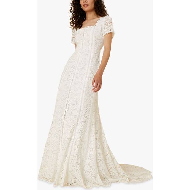 Kim Square Neck Lace Bridal Dress Ivory - 12
