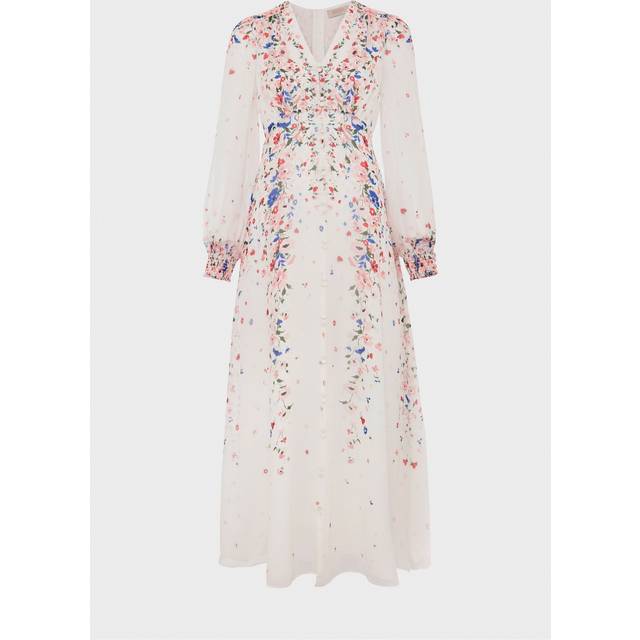 Hobbs Asher Floral Silk Maxi Dress, Ivory/Multi