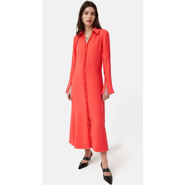 Japanese Crepe Shirt Dress Coral