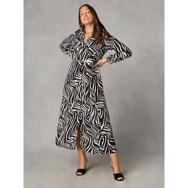 Live Unlimited Womens Petite Stone Linear Print Shirt Dress - Multicolour - Size 16 UK