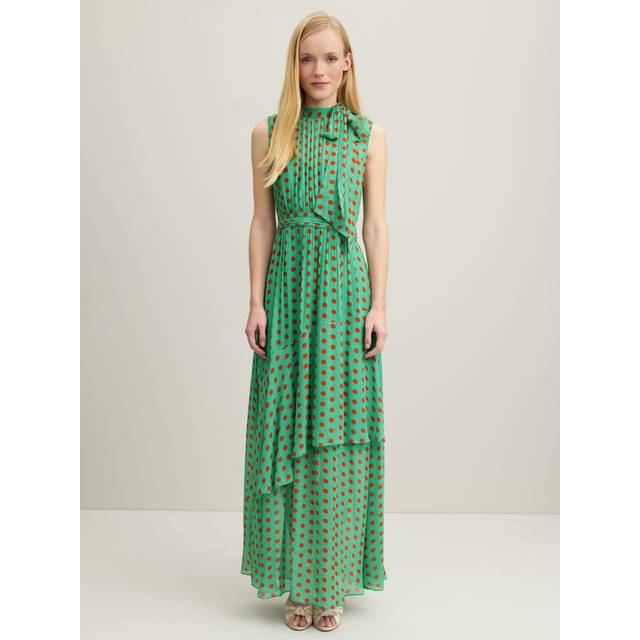 Lk Bennett Womens Mul-cream Robyn Neon-print Tie-neck Silk Maxi Dress 14 - MUL-CREAM