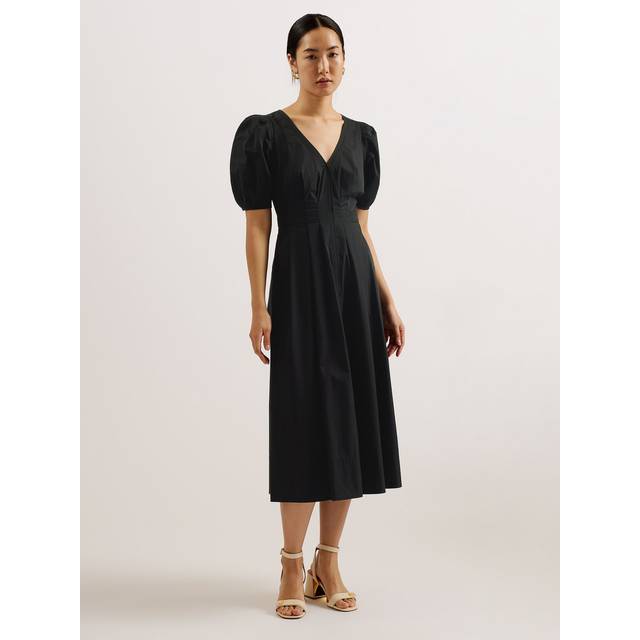 Ted Baker Ledra Puff Sleeve Midi Dress Black - Ted Baker - Size: 10