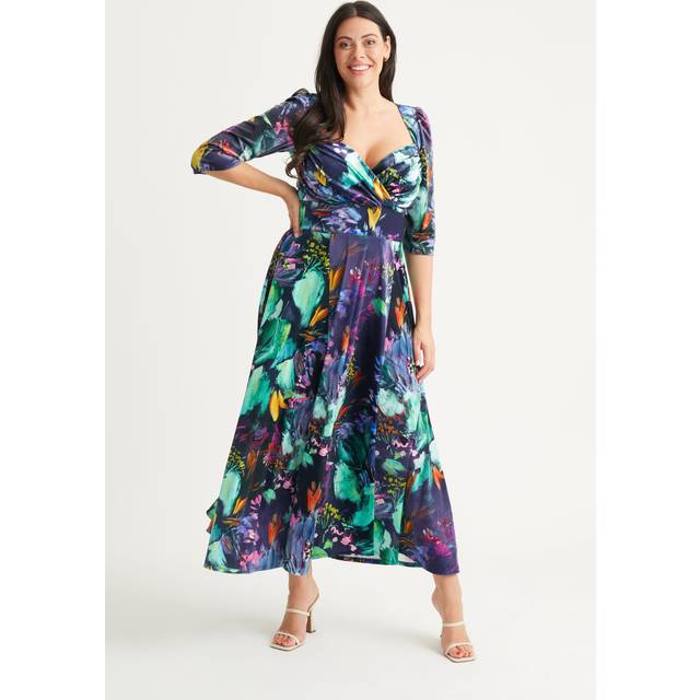 Scarlett & Jo Elizabeth Floral Velvet Maxi Dress, Navy/Multi