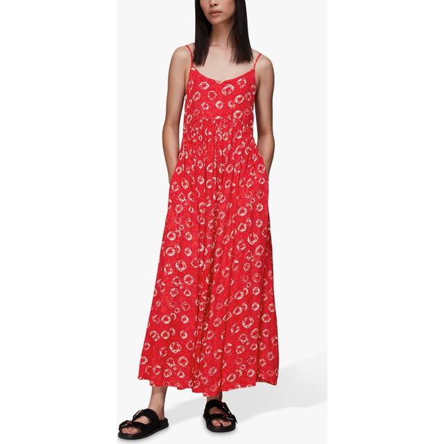 Womens Tie Dye Floral Carmen Dress Tie Dye - Red - 8