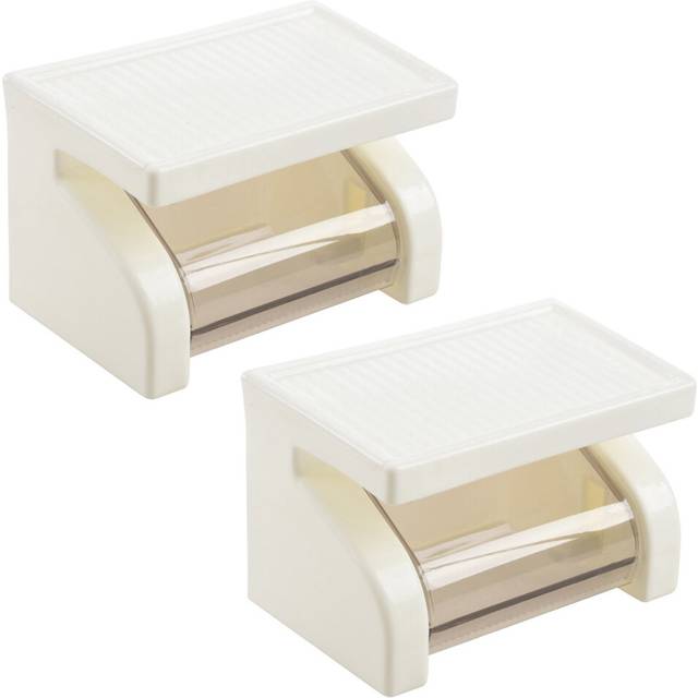 2X Waterproof Toilet Paper Holder Tissue Roll Stand Box with Shelf Rack Bathroom