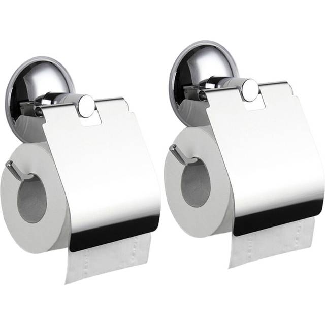 2X Stainless Steel Toilet Paper Holder Heavy Duty Suction Wall Mount Toilet Tissue Paper Holder Bathroom Paper Holder