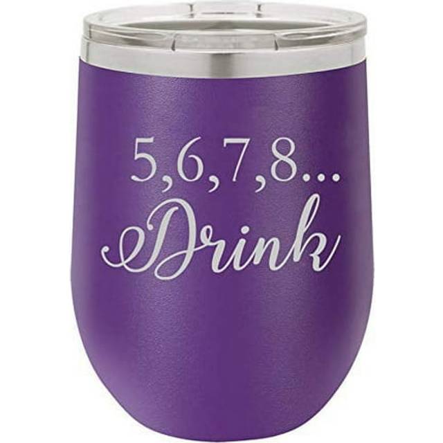 12 oz Double Wall Vacuum Insulated Stainless Steel Stemless Wine Tumbler Glass Coffee Travel Mug With Lid 5 6 7 8 Drink Funny Da