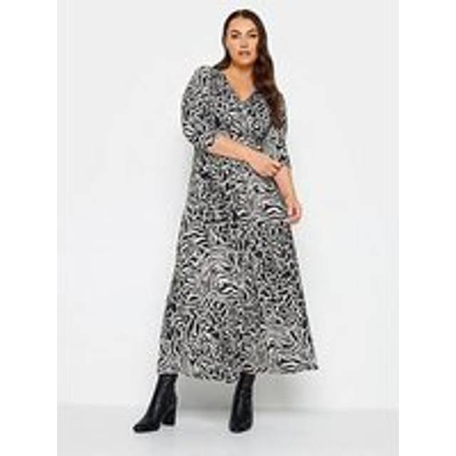 Yours Curve Black Zebra Print Maxi Wrap Dress, Women's Curve & Plus Size, Yours - 26-28