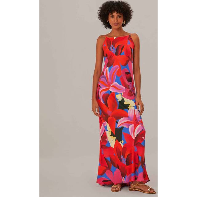 Watercolor Floral Blue Slip Dress, WATERCOLOR FLORAL BLUE / L