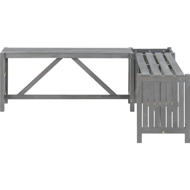 Mercoledi Wooden Planter Bench - Grey (40cm H X 117cm W X 117cm D)