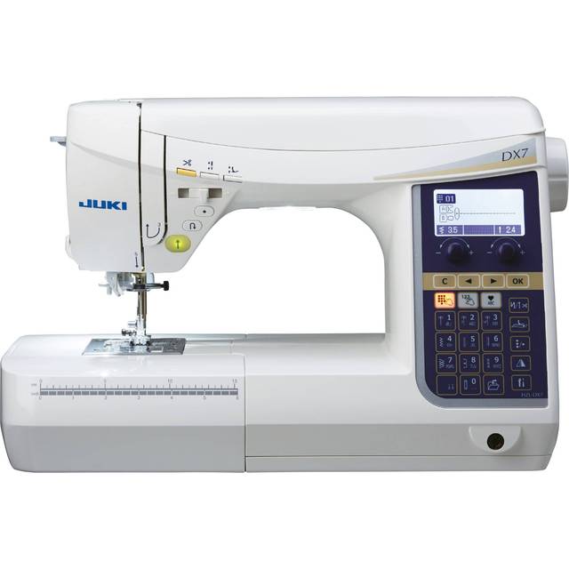 Juki HZL-DX7 Sewing Machine with Multipurpose Sewing Clips and 1100 Yards Embroidery Machine Thread in White