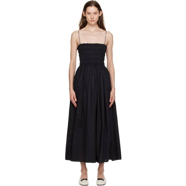 Matteau Black Shirred Bodice Midi Dress - Black - 3