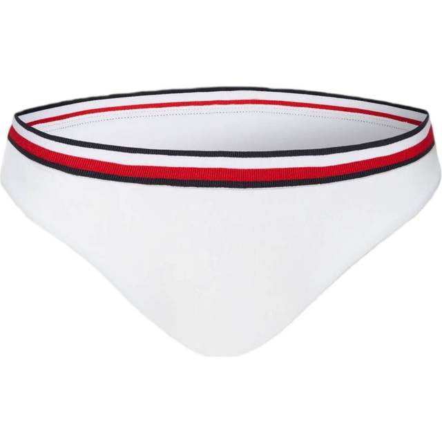 Tommy Hilfiger, Badkläder, Dam, S, Polyester, Global Stripe Ribbed Hipster Bikini Bottoms - white (S)