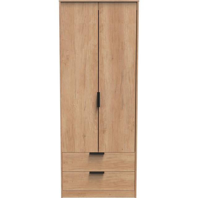 Welcome Furniture Ready Assembled Hirato 2 Door 2 Drawer Soft Oak Wardrobe, Brown