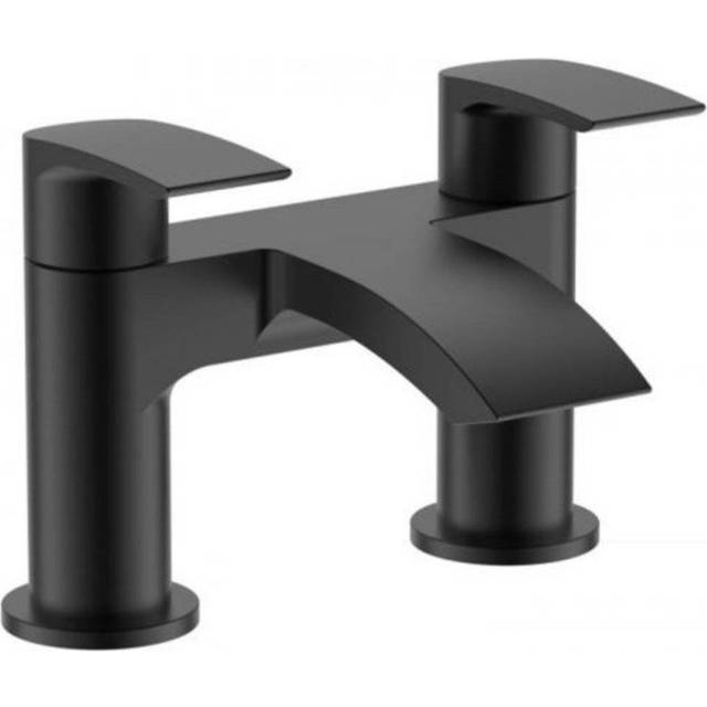 Amelia Matt Black Curved Modern Style Bath Filler Mixer Tap Including Bath Waste