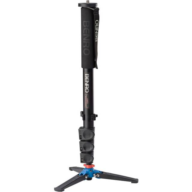 Benro A38FD 3 Series Aluminum Video Monopod with Locking 3-Leg Base and Flip-Lock Release in Black