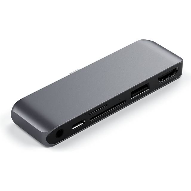 Satechi Mobile Pro SD Adapter i Aluminium med USB-C PD-laddning, 4K HDMI, USB 3.0, Micro/SD Kortläsare & 3,5mm Hörlursuttag – Kompatibel med 2022 iPad Air M1, 2021 iPad Pro M1