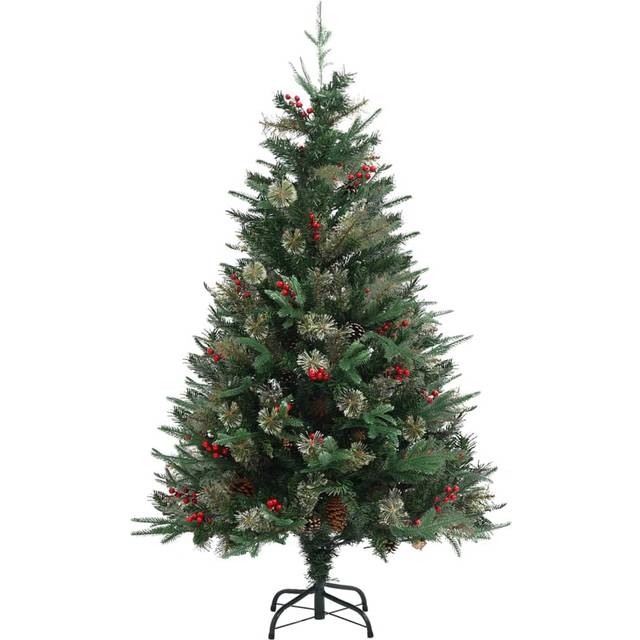 vidaXL Christmas Tree with Pine Cones Green 120 cm PVC&PE