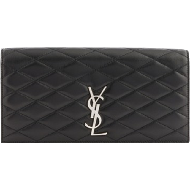Saint Laurent Womens Black Kate Quilted Leather Clutch Bag 13x27cm - BLACK