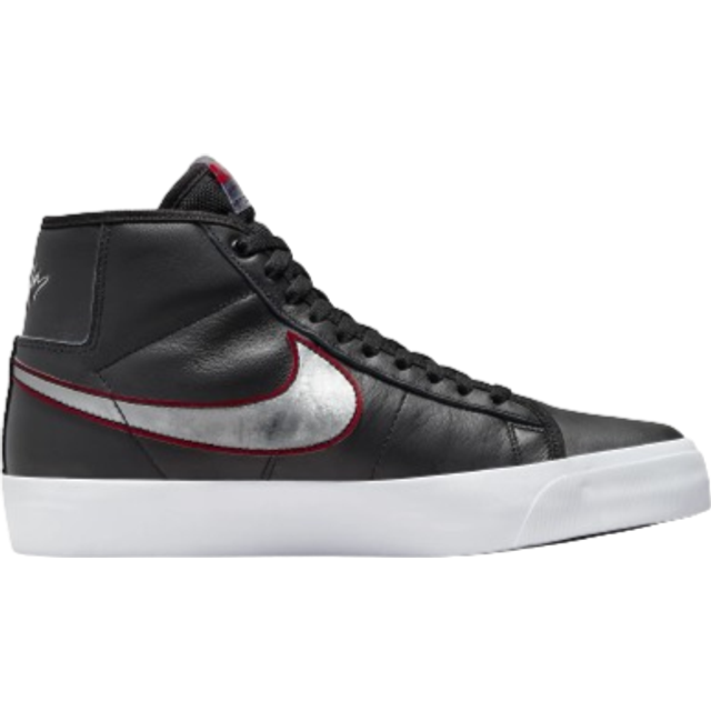 Nike Zoom Blazer Mid Pro Gt Skate Shoes wht - black/mtlc sil/un red/wht