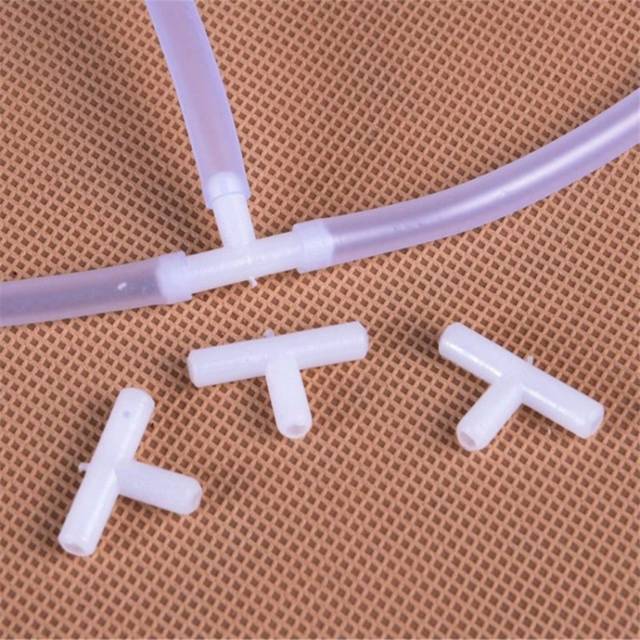 SHEIN 10pcs 4mm Plastic Tee&#39;s 3-Way Fish Tank Acuarios Aquarium Air Pump Line Tubing Joints Connectors Air Pump Accessories