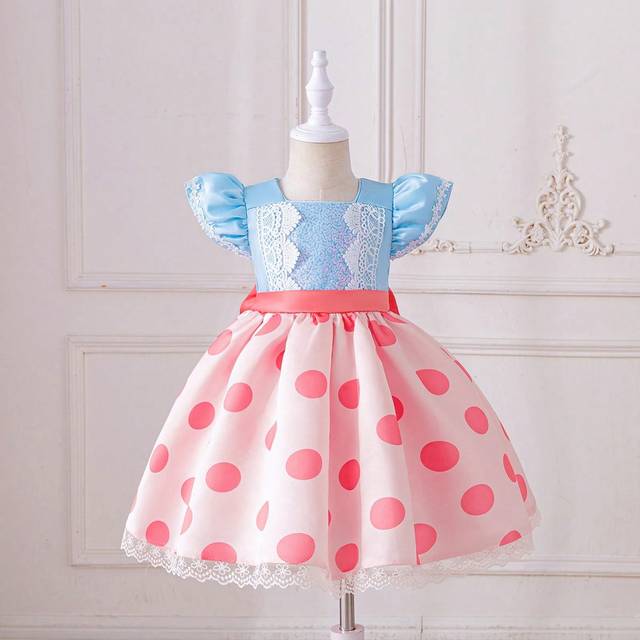 Babyflickklänning, lämplig för fashionabla födelsedagsfester, kvällsfester, föreställningar, bröllop, enmånadsfirande, dop och första födelsedag - Blå (6-9M,9-12M,12-18M,18-24M,2-3Y)