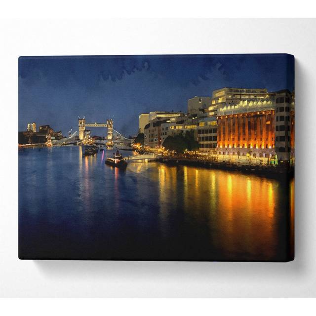 London Bridge Hospital At Night - Wrapped Canvas Art Prints - Multicolour (81cm H x 121.9cm W x 10cm D)