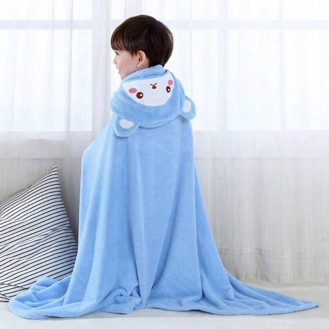 SHEIN 1pc Cartoon Hooded Toddler Bath Towel Baby Cape Towel Sleepwear For Bathroom, Bedroom, Home, Beach