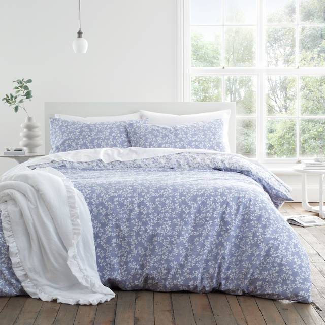 Bianca Shadow Leaves Duvet Cover Bedding Set French Blue