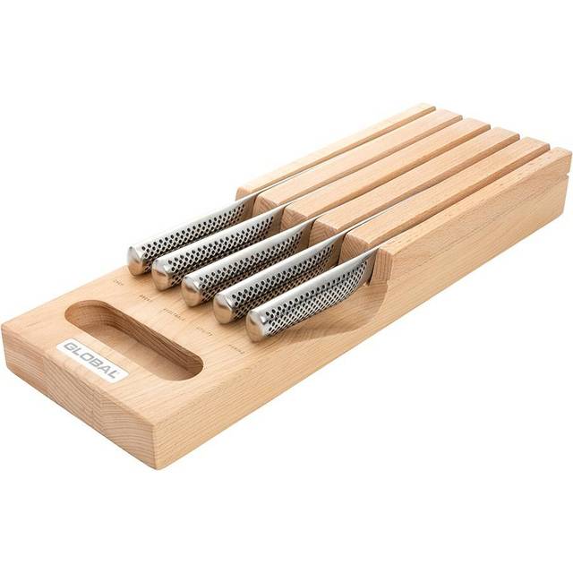 Global Hikaeme 6-piece In-drawer Stainless-steel Knife Dock Set