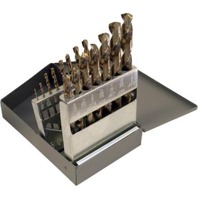 Cleline C21112 135 Degree HeavyDuty Cobalt Jobber Length Drill Set in Metal Case  15 Pieces