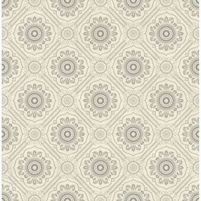 Wallquest Floral Brocade Grey Wallpaper Flowers Classic Acrylic Coated