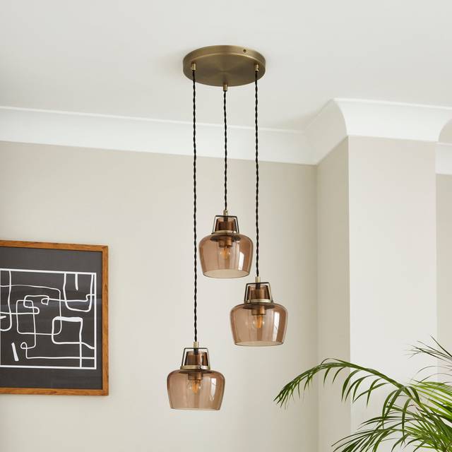 Auburn Industrial 3 Light Adjustable Cluster Ceiling Light - Smoke