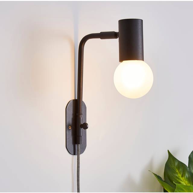 Bradford Matt Black Plug in Wall Light