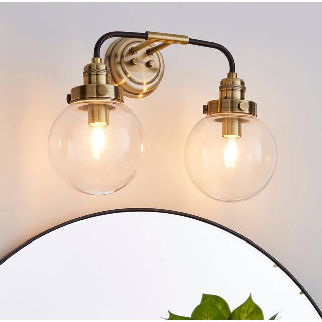 Broden Bathroom 2 Light Wall Light Antique Brass