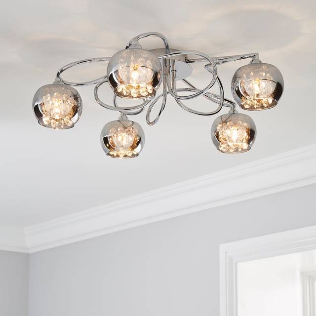 Seychelles 5 Light Flush Ceiling Light - Smoke