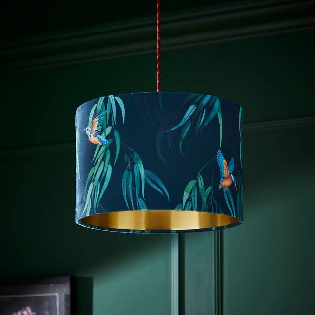 Kingfisher Drum Lamp Shade - Teal