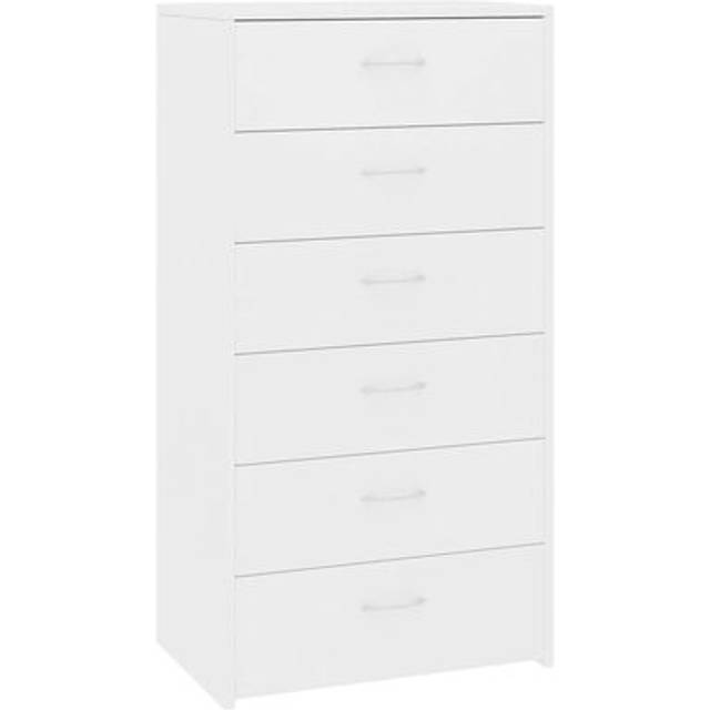 Skänk med 6 lådor vit 50x34x96 cm konstruerat trä