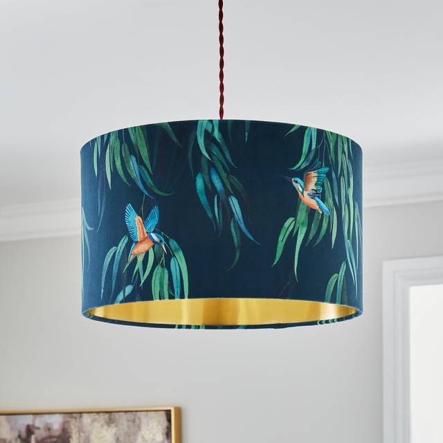 Kingfisher Drum Lamp Shade - Teal