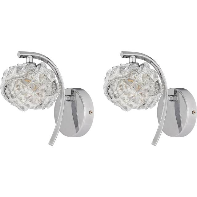 Set of 2 Cecilie Glass Wall Lights - Chrome
