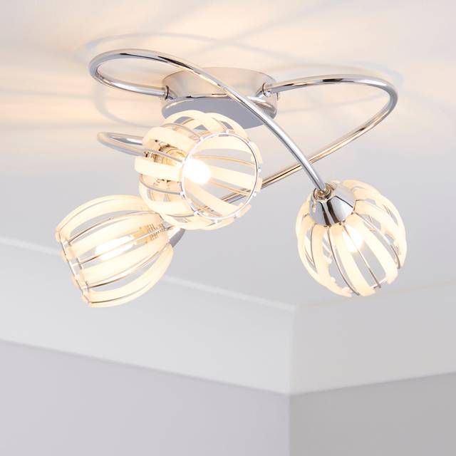 Rosa 3 Light Chrome Semi Flush Ceiling Light - Silver