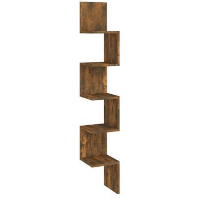 vidaXL Wall Corner Shelf Smoked Oak 20x20x127.5 cm Engineered Wood - Brown